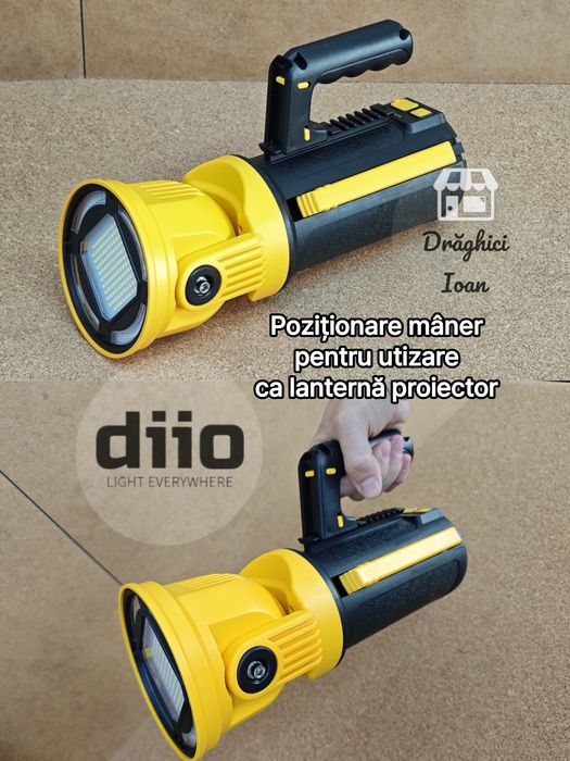 Proiector lanterna ALLinONE 117 LED alb, 44 led strobo si LED COB