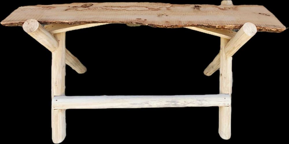 Градинска бар маса масивна от плот дъб и крака топола импрегнирана