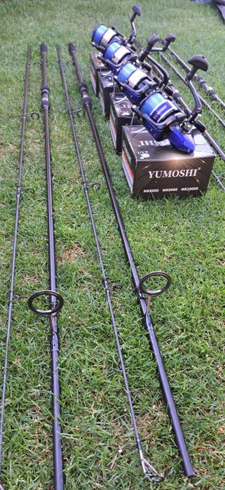 Set Pescuit La Crap, 4 Lansete 3,90m,4 Mulinete 10.000,Rod Pod,Senzori
