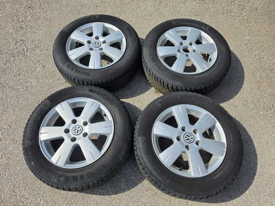 4 бр. Зимни гуми 195/65 R15 с джанти 5x112 VW Audi Skoda Seat