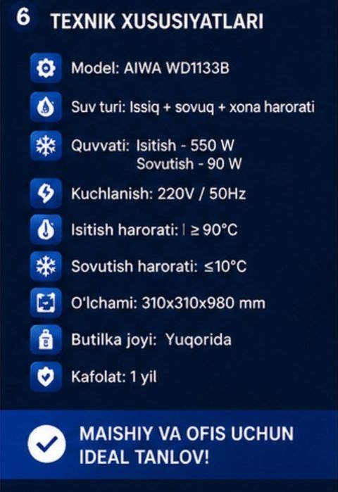 AIWA KULER 75$ | Yangi | Kafolat va servis mavjud