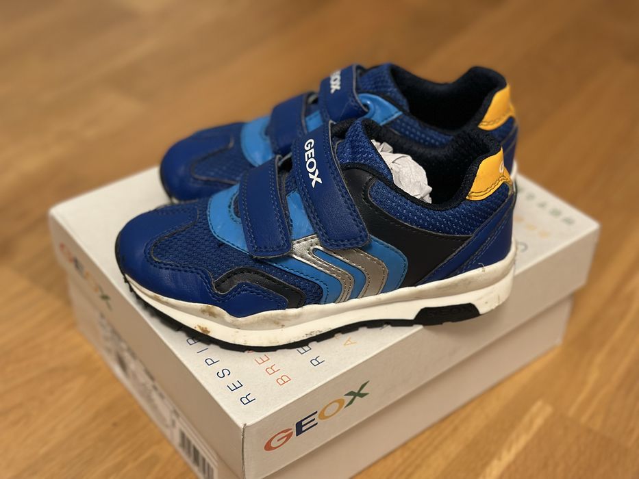 Sneakers Geox, piele ecologica si textil, velcro, 28 EU talpic 18.4 cm