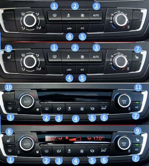 Комплект Капачета бутон копче климатроник BMW F30 F31 F20 F80 бмв ф30