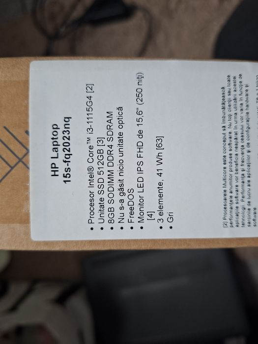 Laptop HP Intel Core I3, 512gb , 8 gb ram, diagonala 15,6