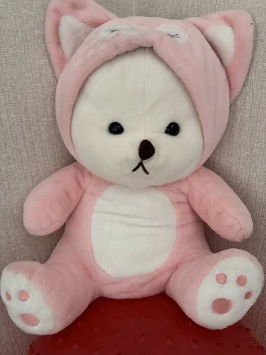Мишка розово белый