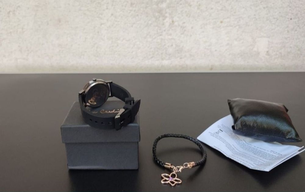 set cadou dama femei ceas analog floral elegant bratara pierre cardin