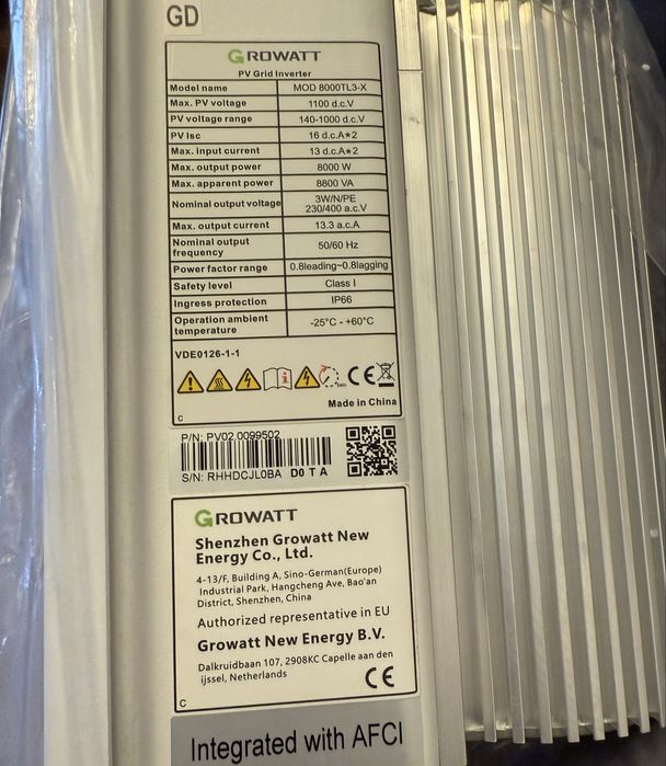 NOU ! Invertor GROWATT Mod 8000TL3-XTrifazat ! 8 KW 8KTL3-XH