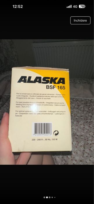 Aparat de vidat Alaska