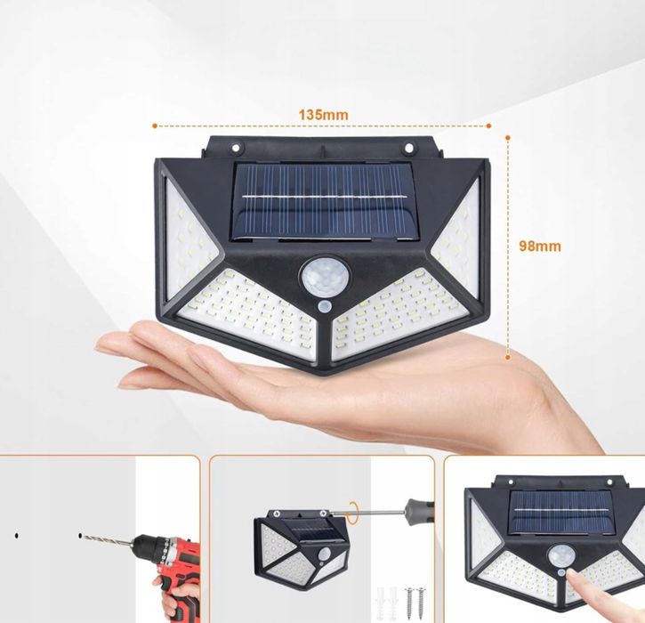 Lampi solare Jortan, senzor de miscare, 100 de leduri