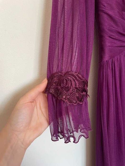 Rochie mov din matase naturala Ginette, marimea 44 (L), NOUA cu eticheta