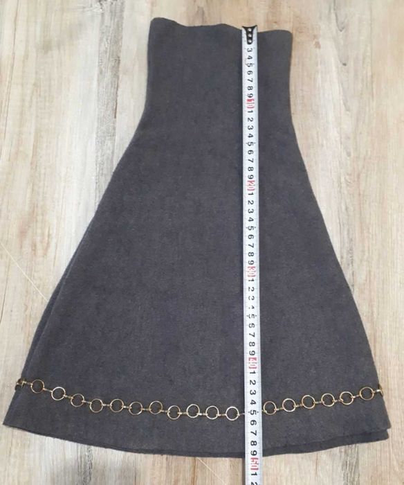 Юбка Zara knit теплая, серая, с цепочкой / размер 46 (M)