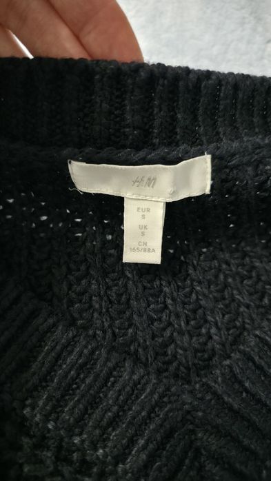Pulover tricotat H&M pentru femei, bleumarin inchis/negru, marimea S