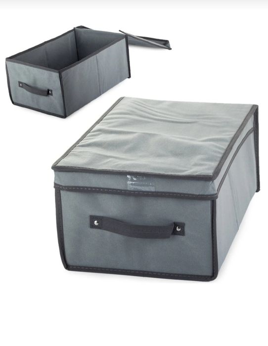 Cutie depozitare si organizare, cu capac, gri, 45x 30x 20cm