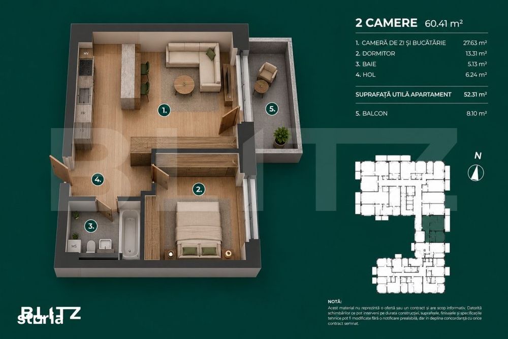 Ansamblu Nou nZEB / Apartament 2 camere / Buna Ziua - View 2