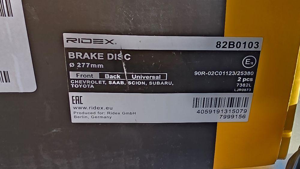 Чисто нови предни дискове и накладки RiDEX.Subaru Impreza 2.0R 2006 го