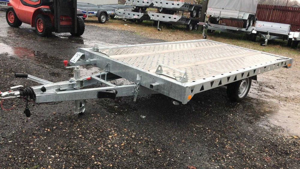 Platforma transport auto o axa, cu frana, noua