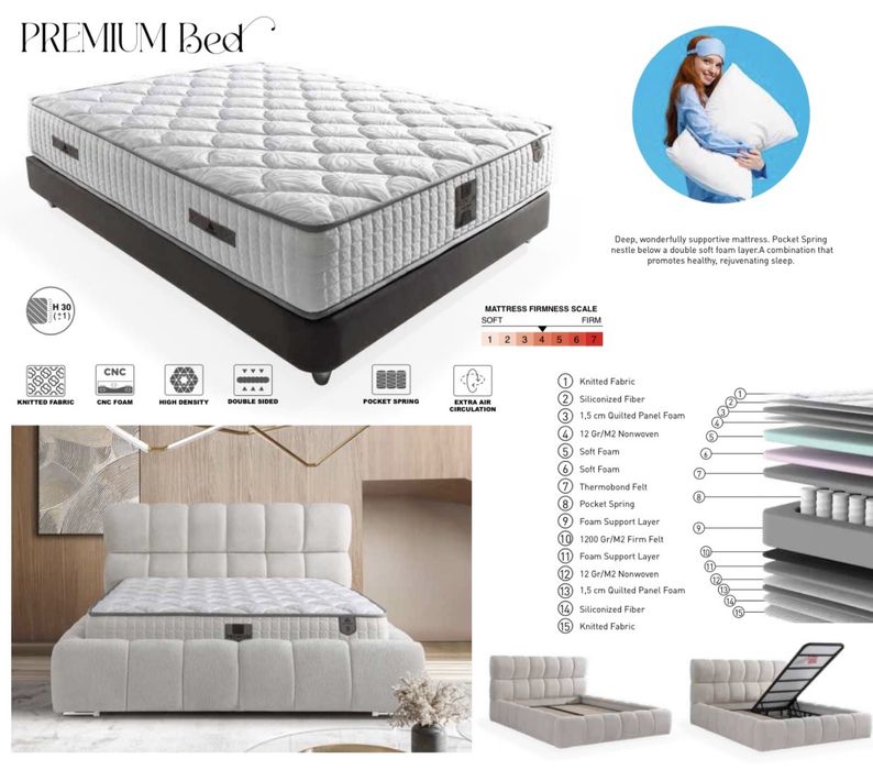 Тапицирана спалня Premium bed - Fendy 01-02 Cream