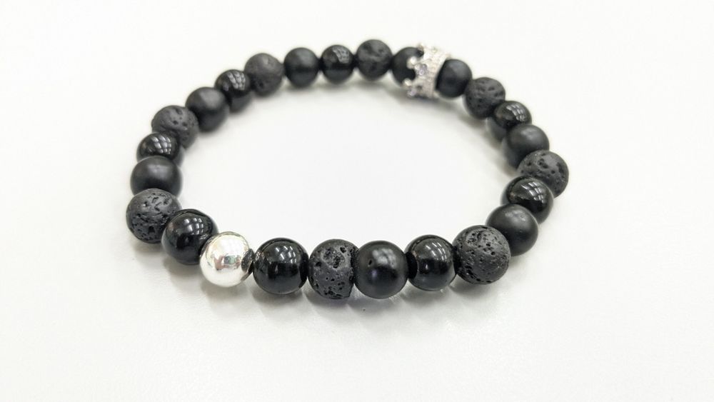 Черные браслеты Crown (Black/Silver)