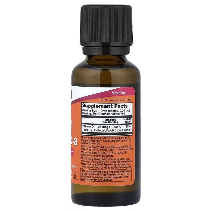 NOW Foods Liquid D-3 & MK-7 жидкий D3 Д3 К2 NOW Liquid Vitamin D3 K2
