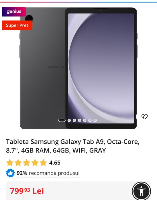 Samsung Galaxy Tab A9,   Octa-Core, 8.7 inch. Sigilata, transport inclus
