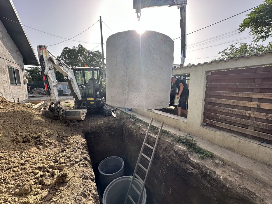 Montaj fose septice ecologice/ Sistem de drenaj/ Tuburi beton fose