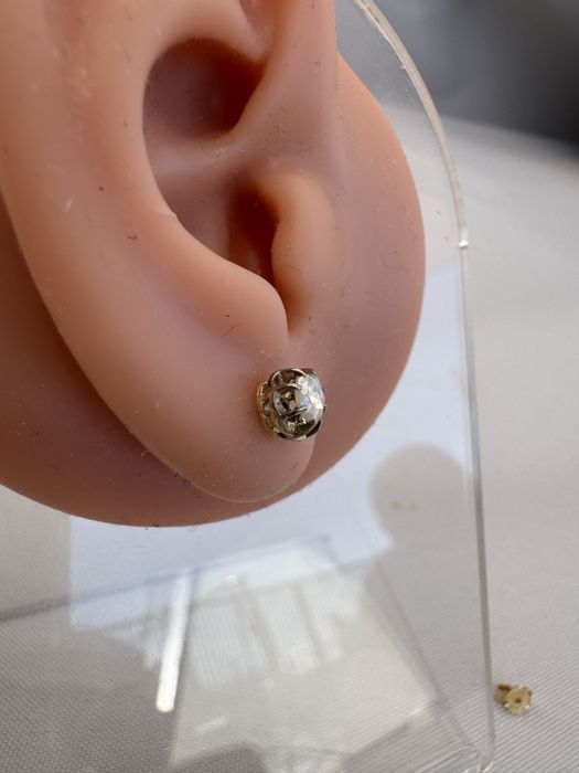 Cercei din aur 14 k si diamante rose cut