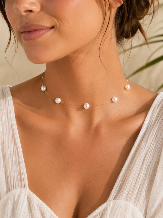 Нежно колие " Pearl drop"  от естествени перли