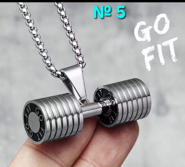 Фитнес/Спортно колие от медицинска  сплав с дъмбели , гири и дискове