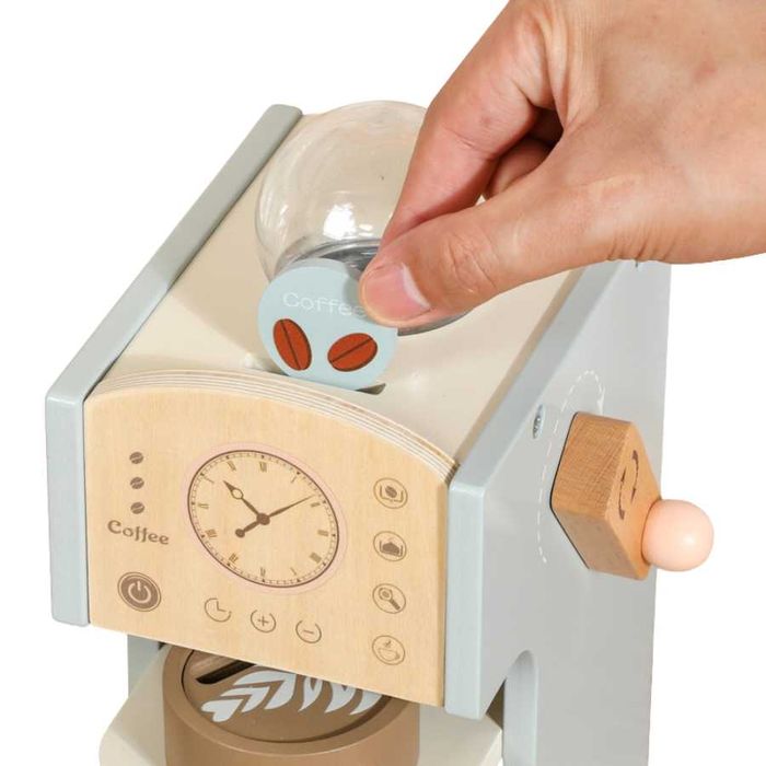 Дървена играчка - кафемашина с принадлежности