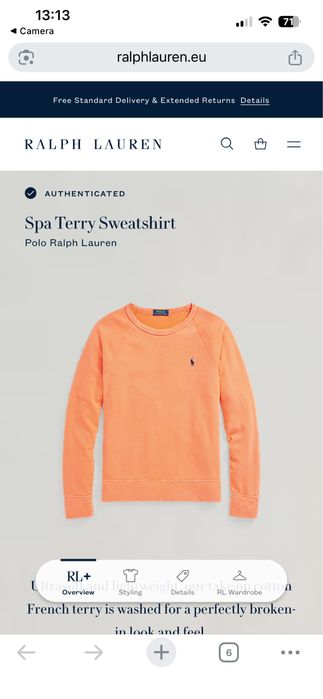 POLO Ralph Lauren : Terry Spa Sweatshirt - НОВ размер S/M Оригинал