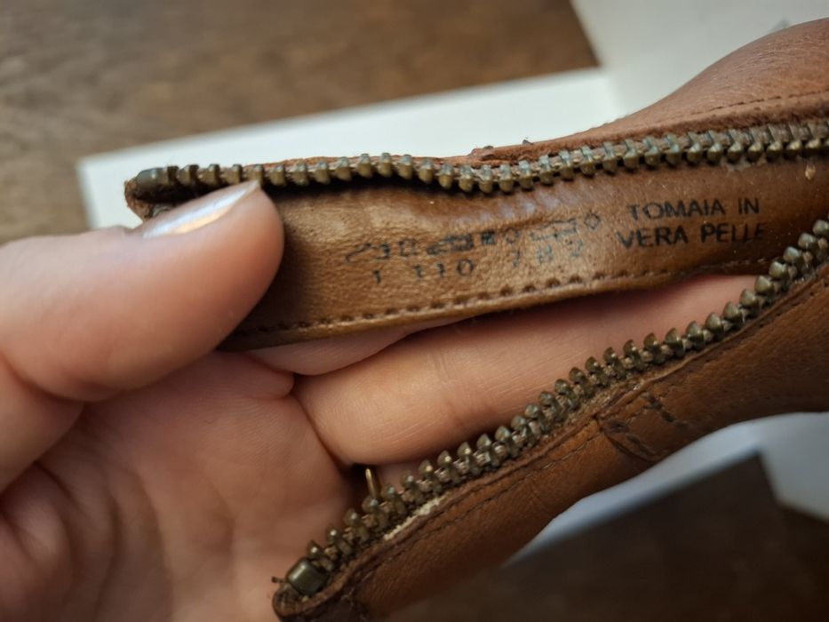 Ghete dama din piele, camel, cu fermoar la spate, marime 36, Deichmann