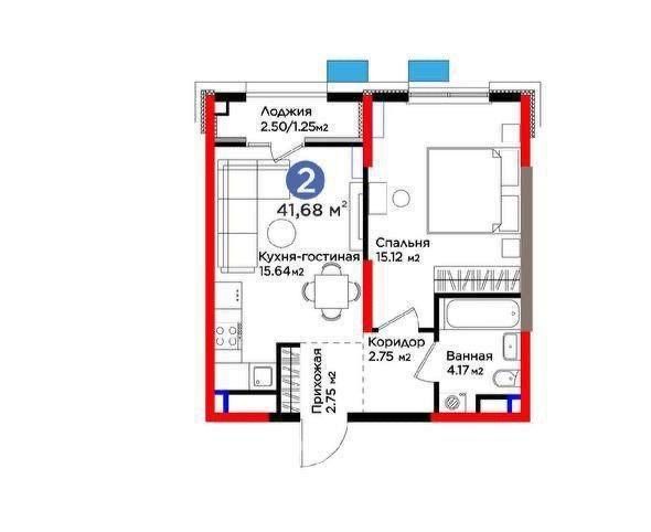 2-х коинатная квартира в ЖК Bi Sado