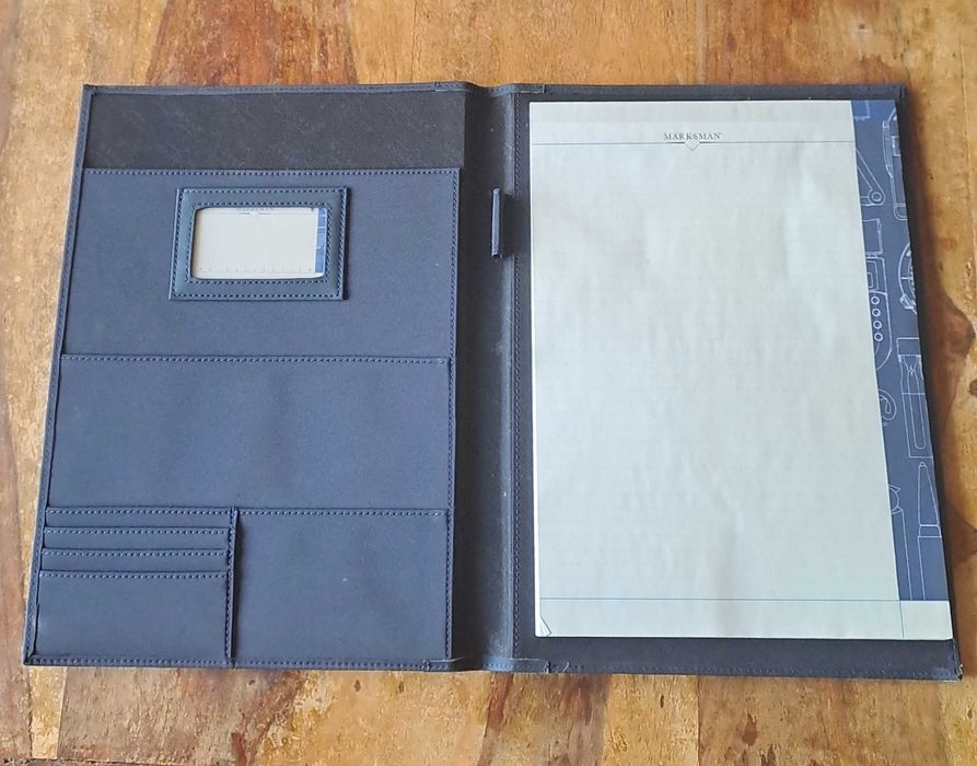 папка луксозна за документи кожена синя Марксман Marksman Размер А4