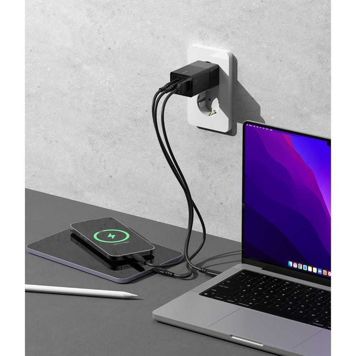 Зарядно устройство Ringke Gan 3-Port Network Charger  65W Black