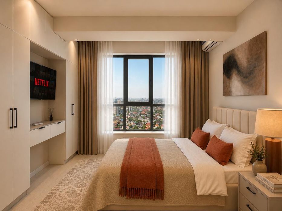 Luxury Beige Studio | Modera Tower View Посуточно