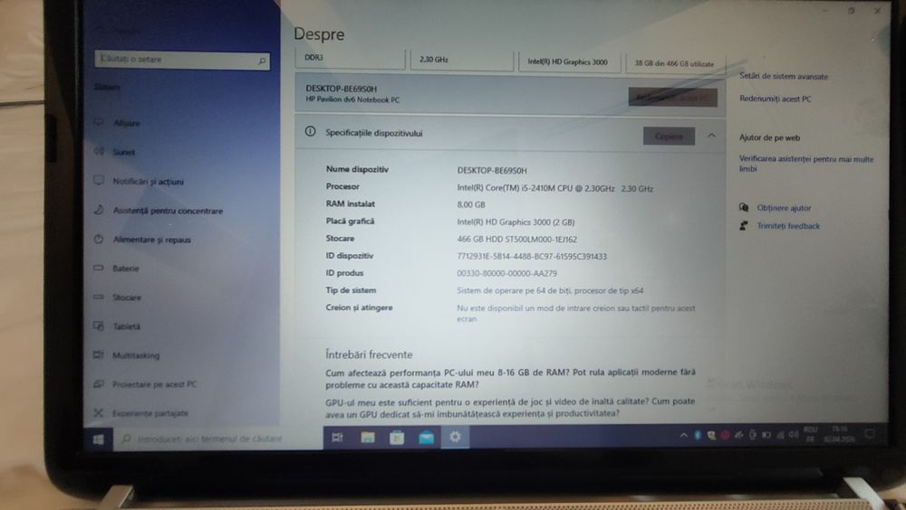 Leptop  hp pavilion 6.