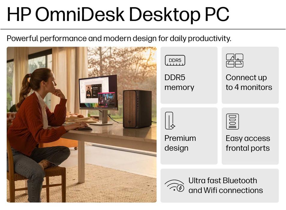 HP OmniDesk AI Desktop - Intel Core Ultra 5 16GB DDR5 1TB Win 11 Home
