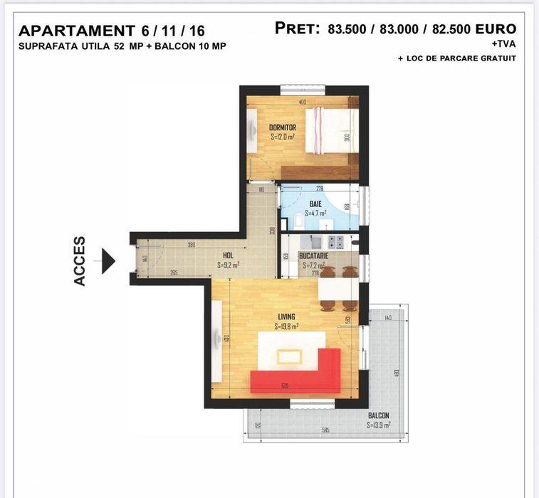 COMISION 0 | Apartament 2 camere + loc parcare cadastrat | Diamantului