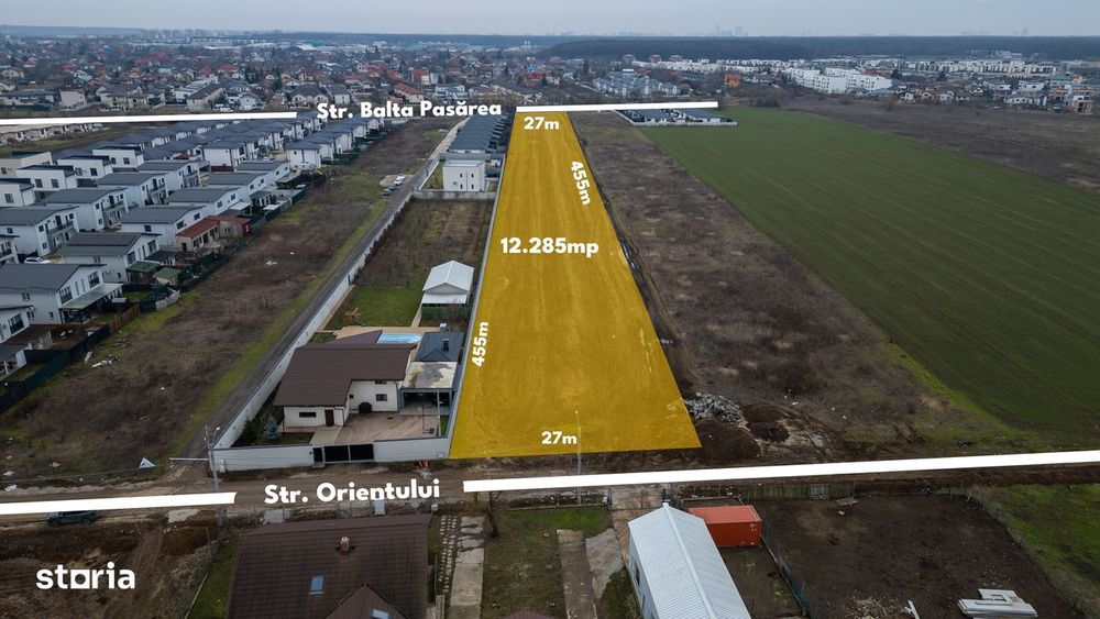 Teren intravilan, 12.200 mp, toate utilitățile, zonă de case, Tunari