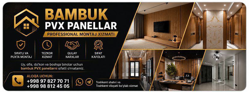 Bambukli PVX sifatli va ishonchli montaj