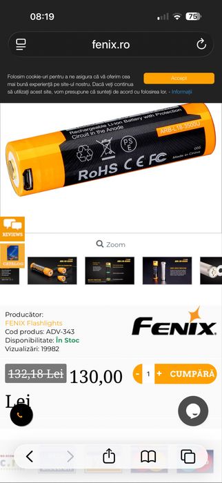 Lanterna bicicleta/trotineta FENIX BC30 V2.0 2200lumeni