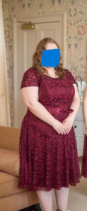 Rochie rosu burgund de ocazie domnisoara de onoare marimea 48 XXL