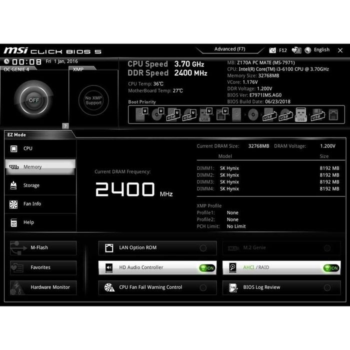 RAM 16GB 2x8gb SK Hynix 2400Mhz DDR4 за компютър