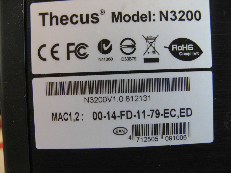 NAS Network Storage Thecus N3200 3 Bay + 3x1TB HDD