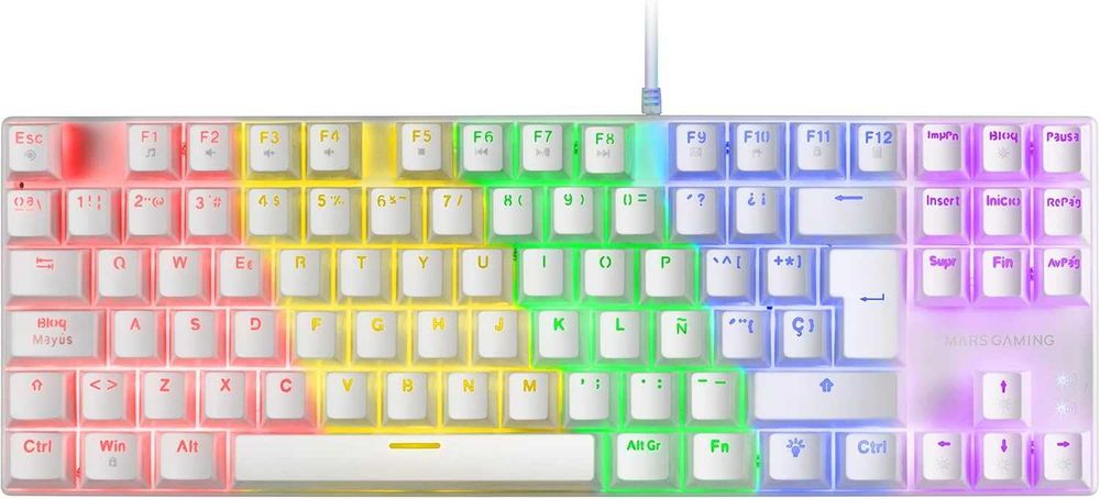 Tastatura mecanica Mars Gaming MK80, TKL, Brown, RGB, alba