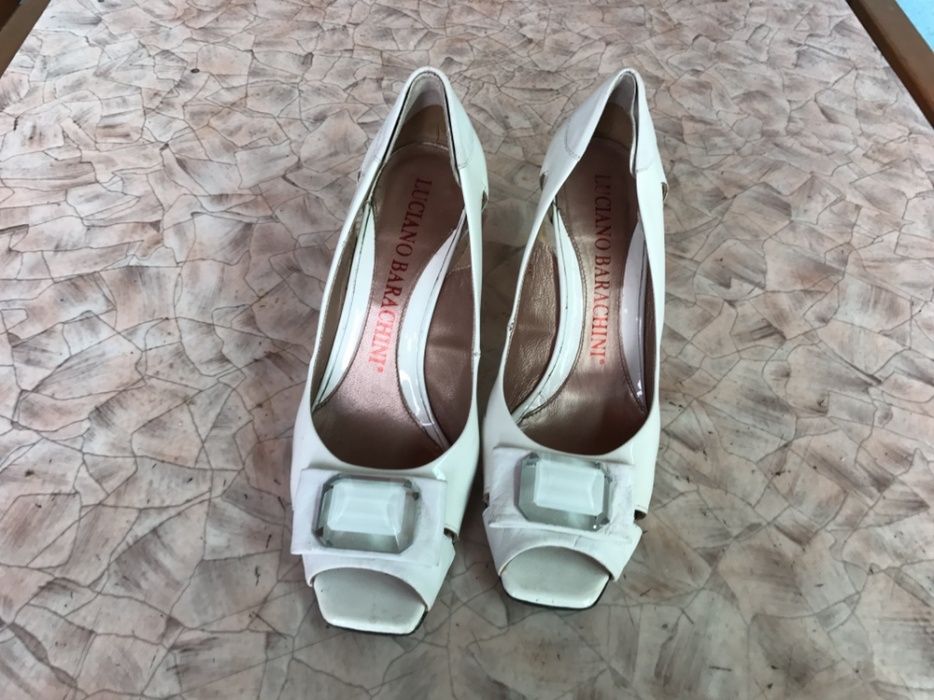Pantofi originali Luciano Barachini superbi piele lacuita decupati 38