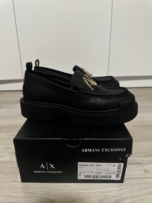 Mocasini negri Armani Exchange, 38