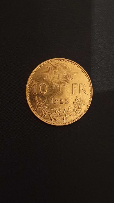Златна монета 10 франка 1922