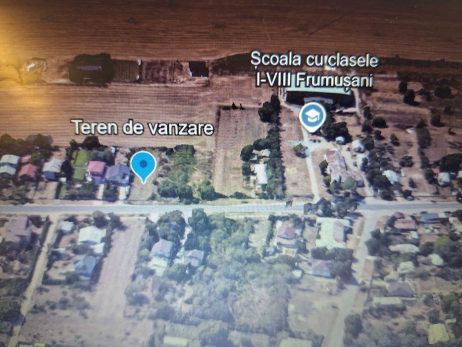 PROPIETAR, vand teren intravilan, 1.041 mp, localitatea FRUMUSANI, deschidere 15 ml direct la DN4, la 22km de Bucuresti, – PUZ locuință, utilități