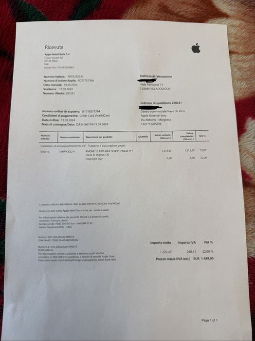 Iphone 16 pro Max 256 GB Desert Titanium baterie 91%